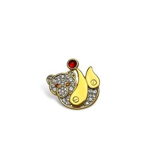Vintage Monet Signed Panda Bear Goldtone Clear Rhinestone Small Pin Brooch